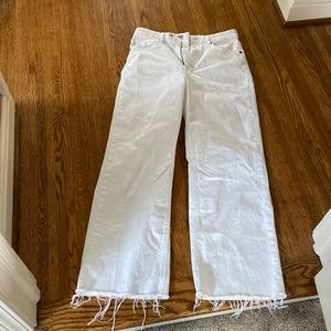 zara wide leg white jeans size 6